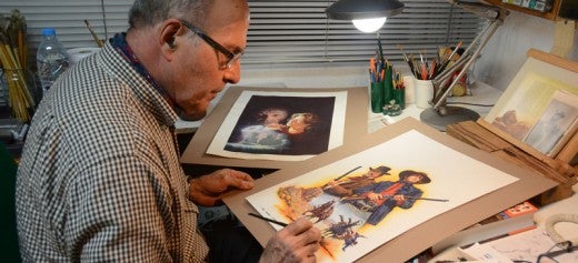 Fabà, amb una il·lustració, al seu domicili. Autor: David B.