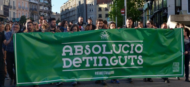 Manifestació demanant l'absolució dels acusats, el 22 d'abril de 2017. Autor: J.d.A. 