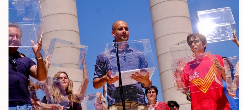 Guardiola, durant l'acte. Autor: Jordi Borràs / El Món.