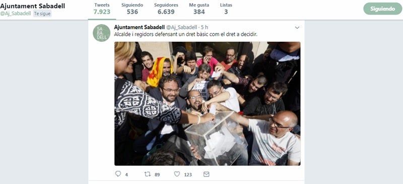 Foto portada: perfil de l'ajuntament de Sabadell a Twitter. 