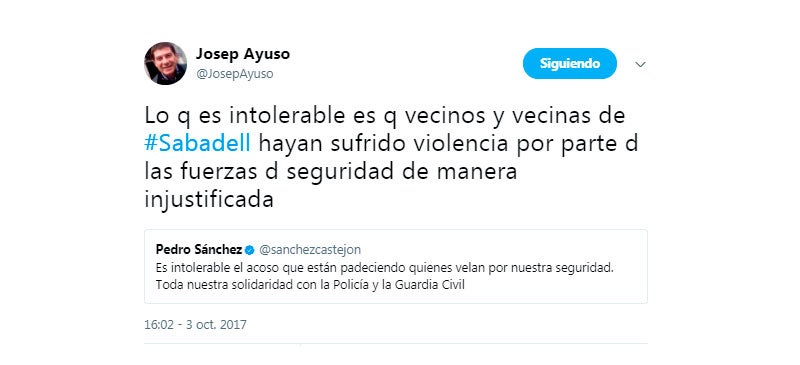 Foto portada: piulada de Josep Ayuso, aquest dimarts. 