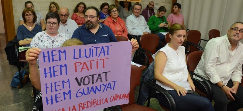 Representants d'Òmnium i SBDxI, al ple, aquest dimecres. Autor: David B. 