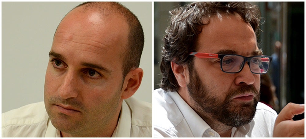 Foto portada: el regidor de Cs Adrián Hernández i el portaveu d'ERC a l'Ajuntament, Juli Fernàndez. 