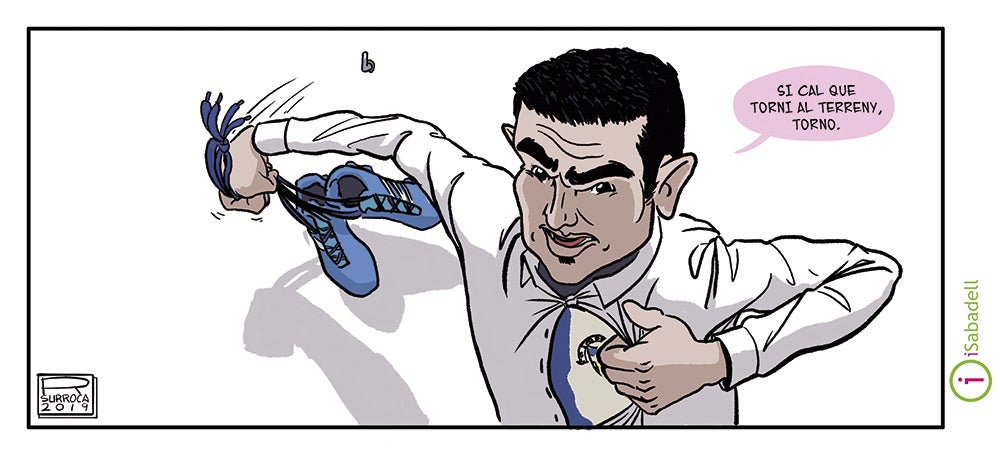 Vinyeta: Despenjant les botes. Autor: RSurroca (13/10/19).