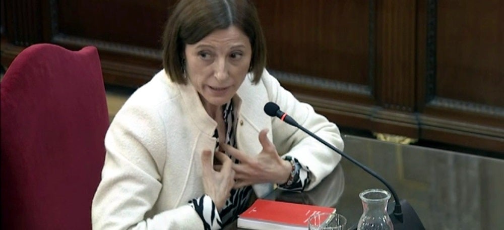 Imatge extreta de la senyal institucional del Tribunal Suprem de l'expresidenta del Parlament Carme Forcadell declarant el 26-2-19 (horitzontal).