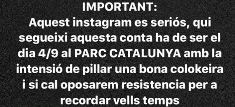 Foto portada: captura d'una història d'Instagram animant a participar en una festa paral·lela a la Festa Major. Autor: cedida. 