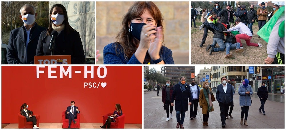 Foto portada: Inés Arrimadas i Carrizosa a Sabadell, Laura Borràs en un acte a Sabadell, la batussa amb militants de VOX, l'alcaldessa Farrés amb Salvador Illa i la visita de Junqueras a Sabadell. Autors diversos. 