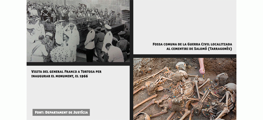 Foto portada: imatge de la presentació del projecte de desmuntatge del monument. Autor: Departament de Justícia. 
