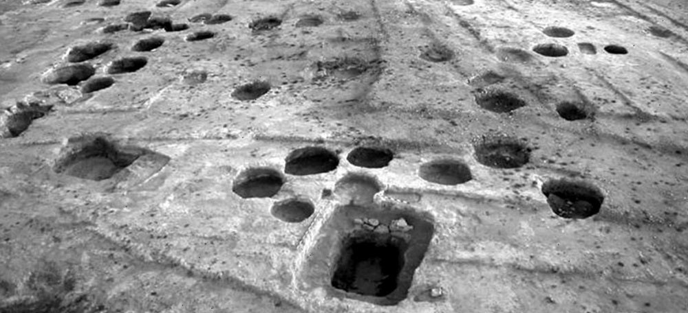 Foto general de la necròpoli del Neolític mitjà de
Can Gambús-1. Autor: J. Roig y J.M. Coll.