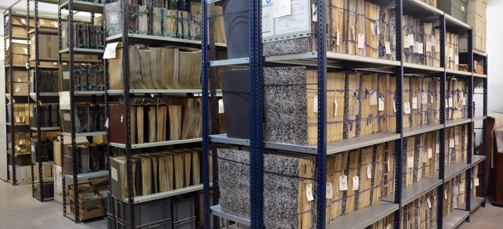 Magatzem del Museu d'Història de Sabadell, al carrer de l'Agricultura, el febrer de 2022. Autor: David B.