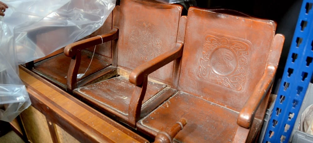 Magatzem del Museu d'Història de Sabadell, al carrer de l'Agricultura, el febrer de 2022. Autor: David B.