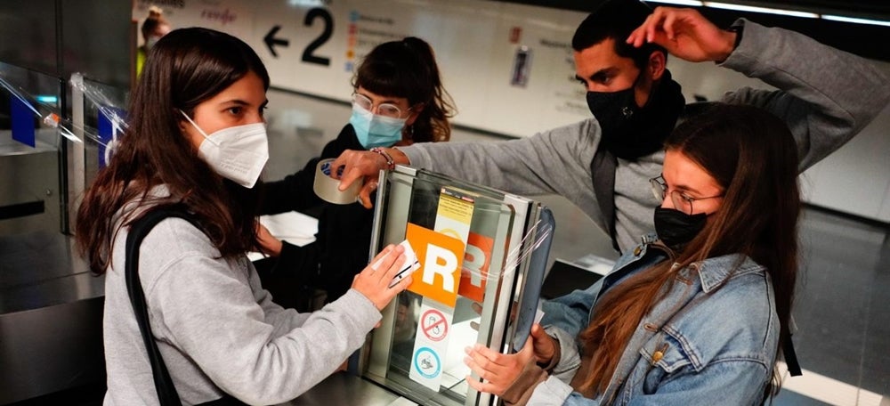 #Nopaguem, acció de Batec per denunciar el servei de Rodalies. Autor: cedida. 