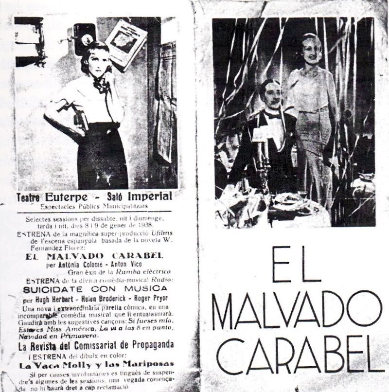 Programa de mà d'una sessió a la Guerra Civil (1938)