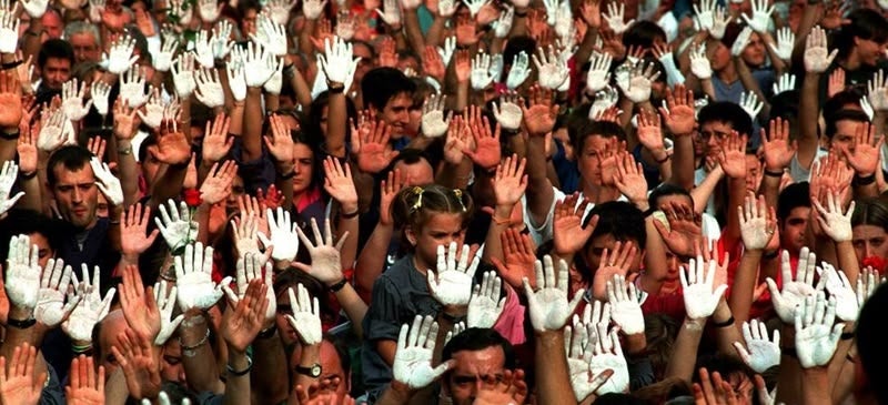 Manifestación con motivo del secuestro de Miguel Ángel Blanco.