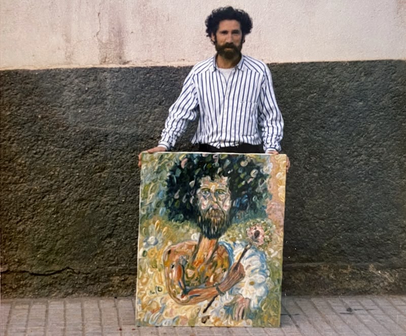 Llamas con un autoretrato