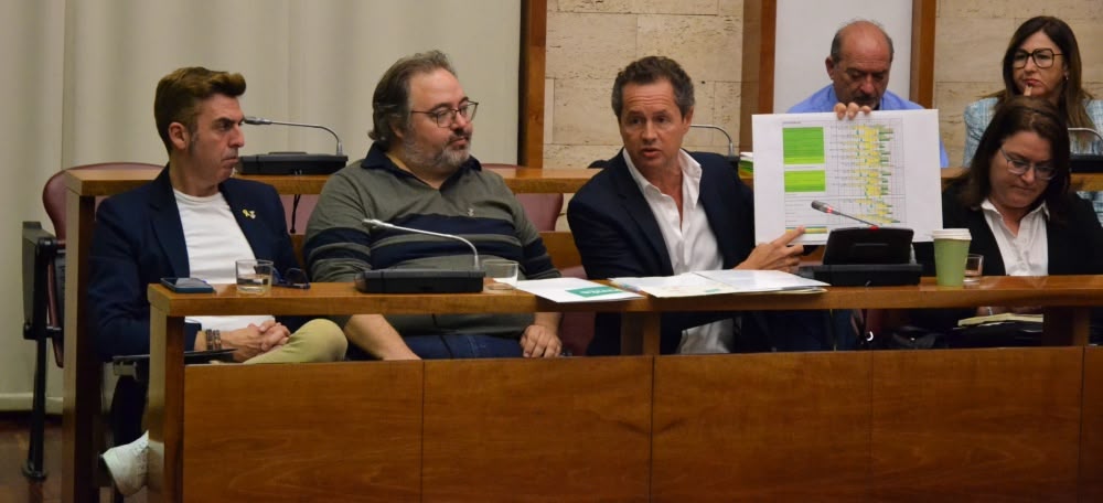 Foto portada: el regidor de Junts per Sabadell, Lluis Matas, amb un cronograma dels projectes del Programa Gran Via - Ripoll. Autor: J.d.A.