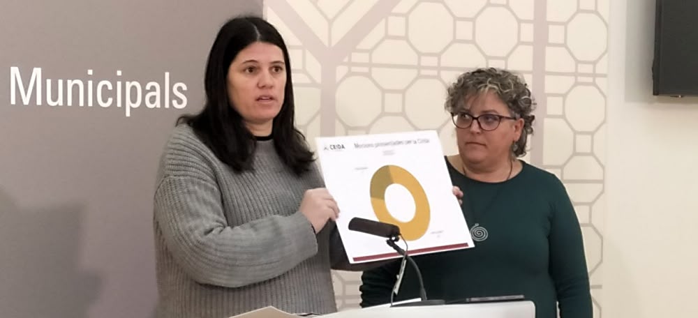 Aurora Murillo i Nani Valero (CRIDA) en roda de premsa