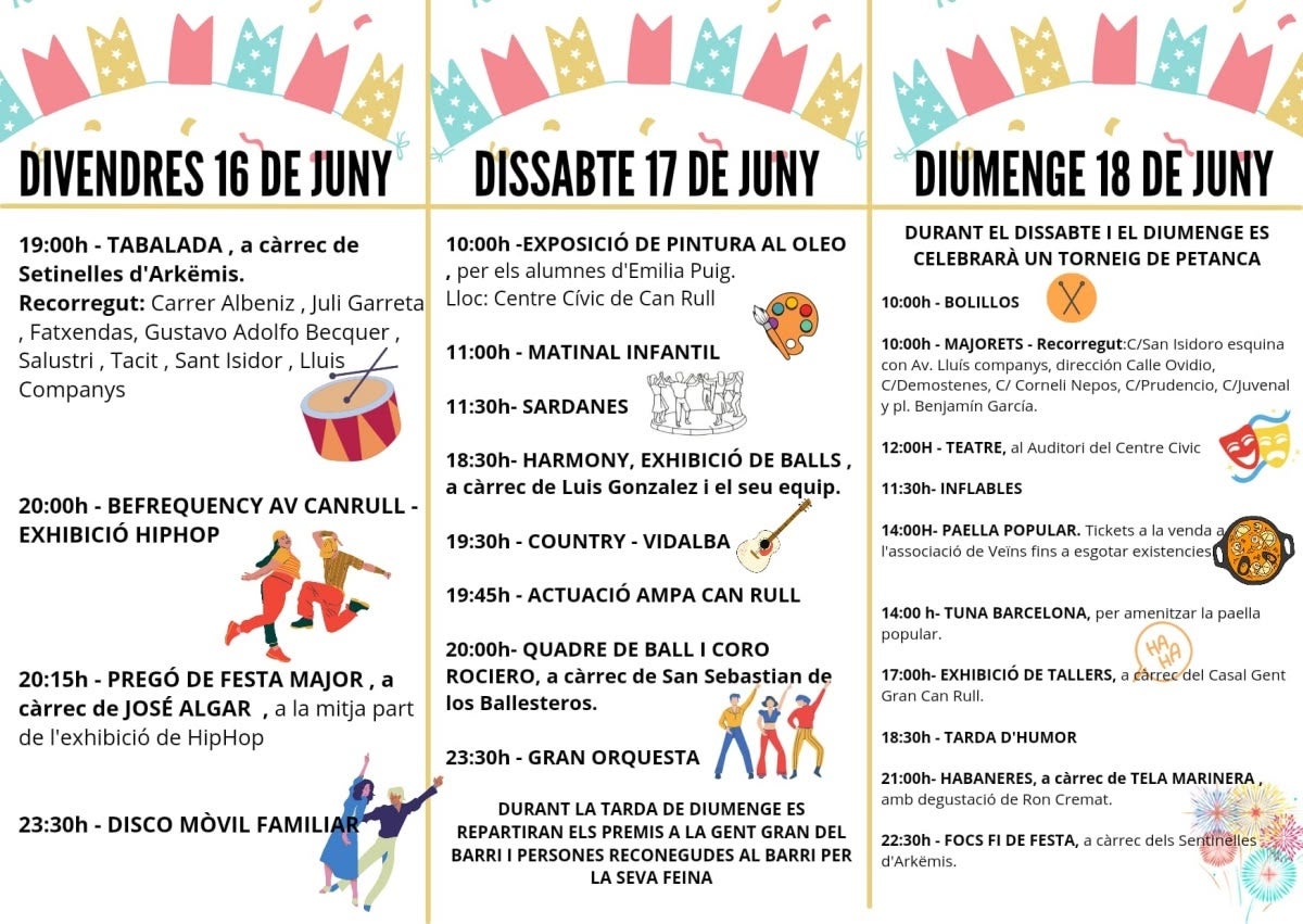 Programa de la Festa Major de Can Rull.
