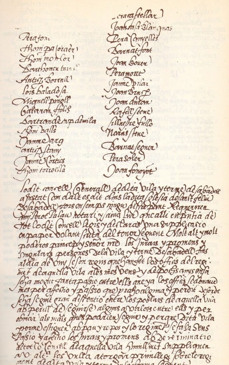 Acta de la Constitució dels Jurats de la Vila de Sabadell (1551)