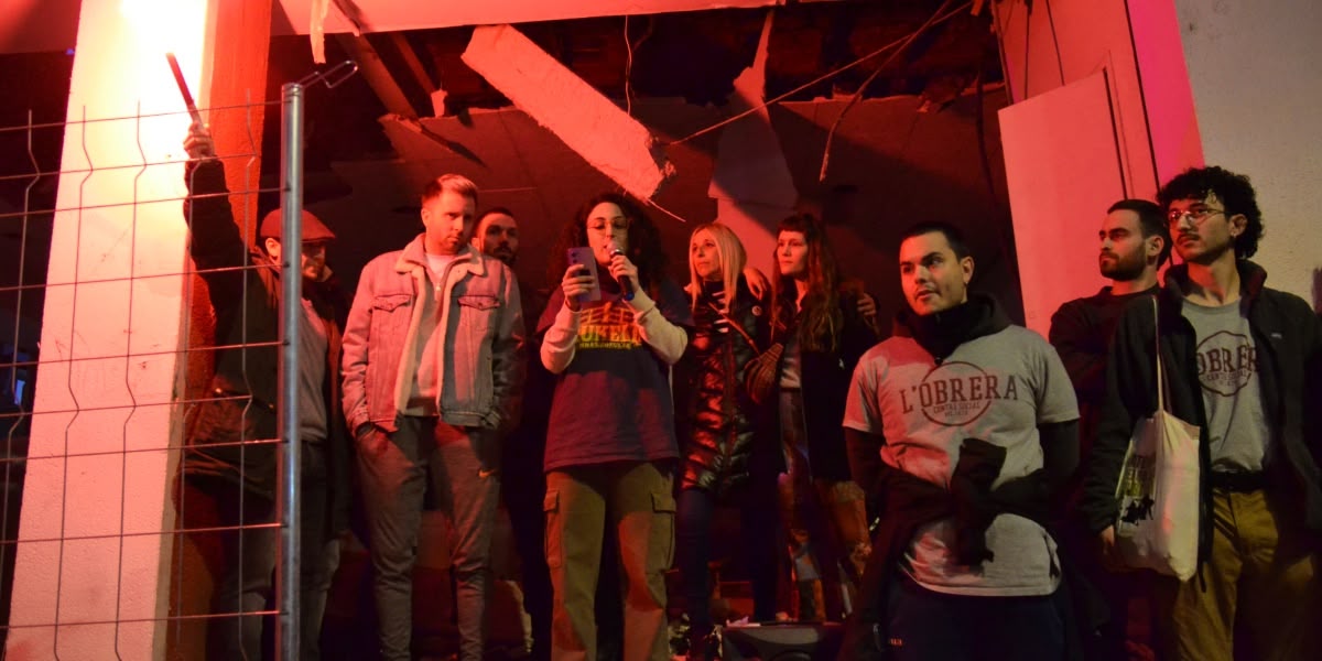 Membres de l'Obrera, a l'inici de la manifestació. Autor: J.d.A