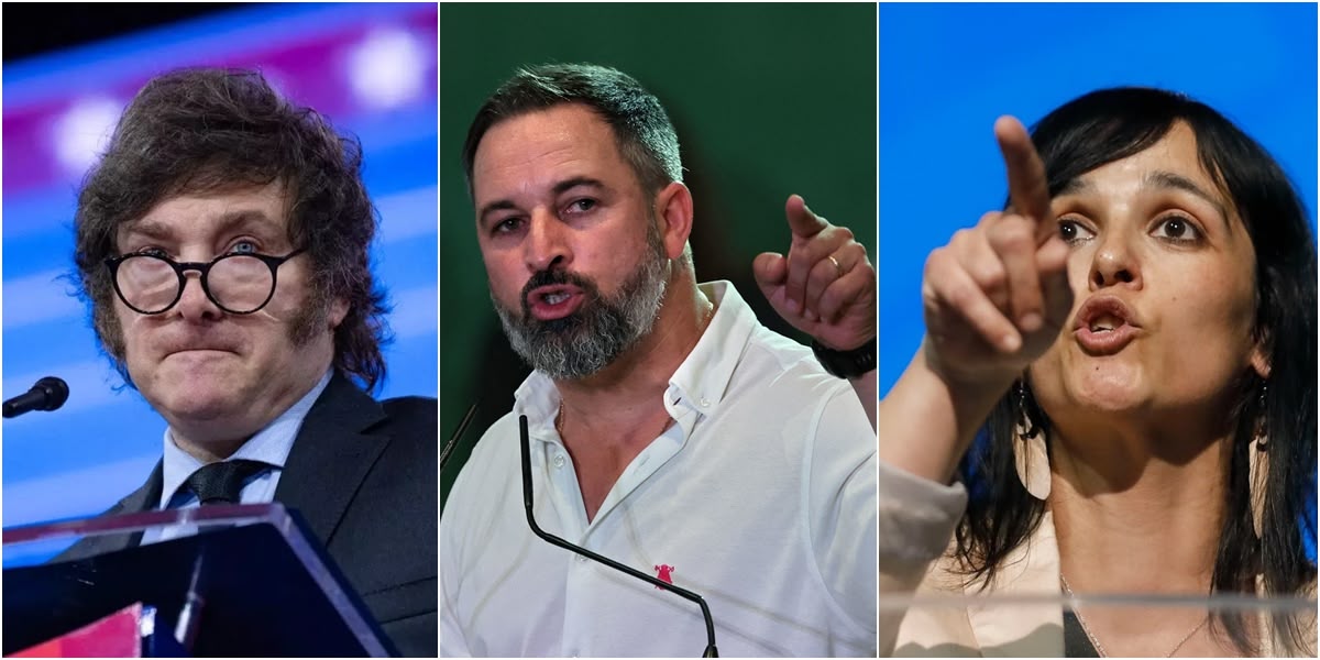 El president d'Argentina, Javier Milei, el president de Vox, Santiago Abascal, i l'alcaldessa de Ripoll, Sílvia Orriols.