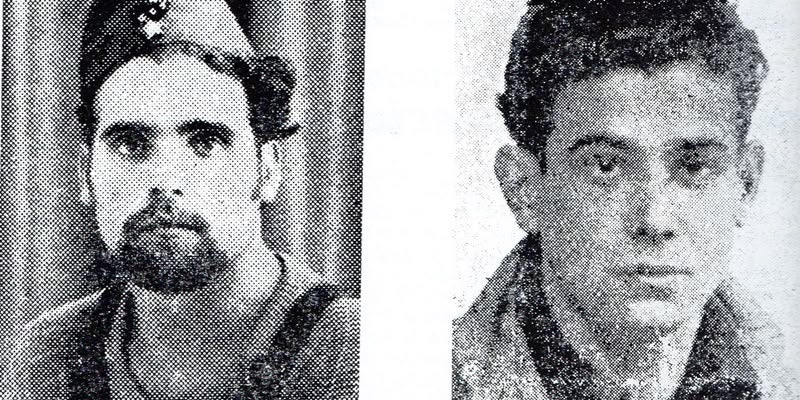 Marcel·lí Lloret de les JSU i Josep Rus de les joventuts del POUM, morts al front d'Aragó al 1937.