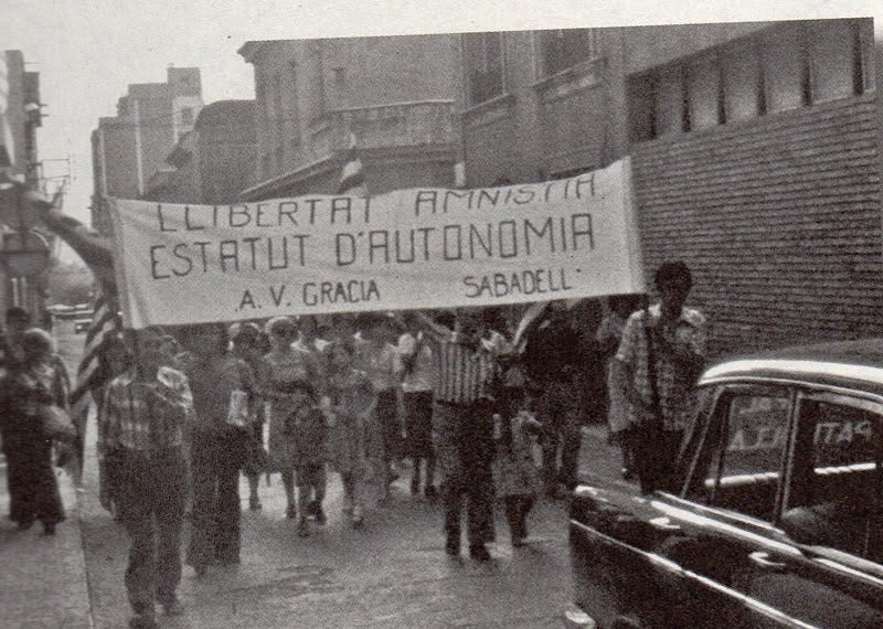 L'AV Gràcia en un manifestació per l'Estatut.