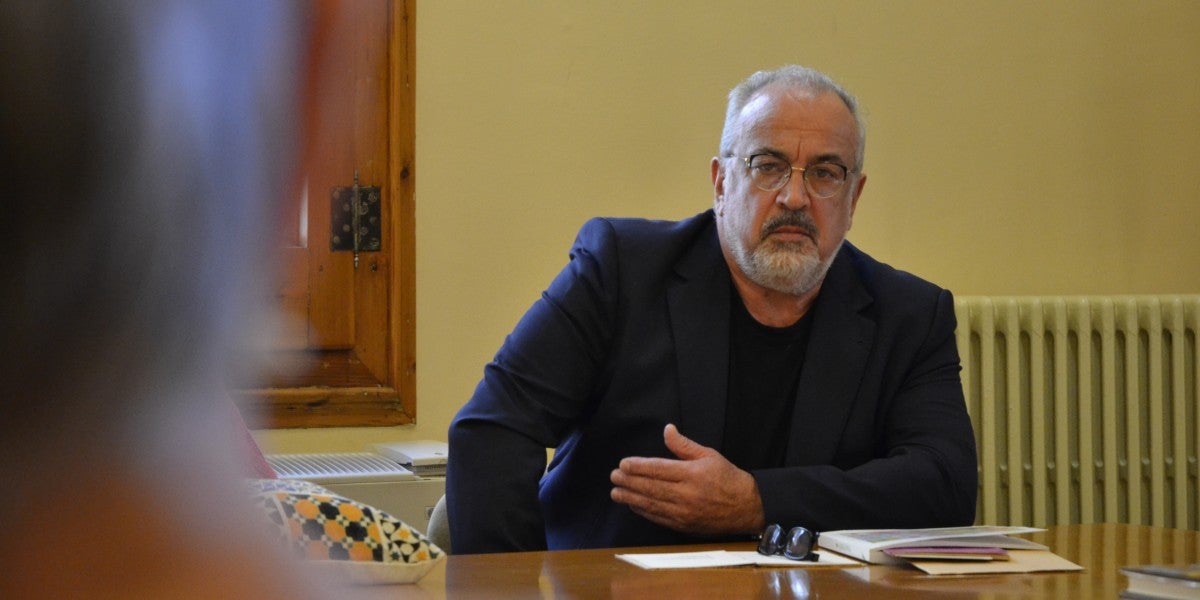 Vicente Parrini, net del sindicalista Josep Rosas, en la trobada de familiars d'exiliats celebrada a l'Arxiu Històric. Autor: Jordi M.