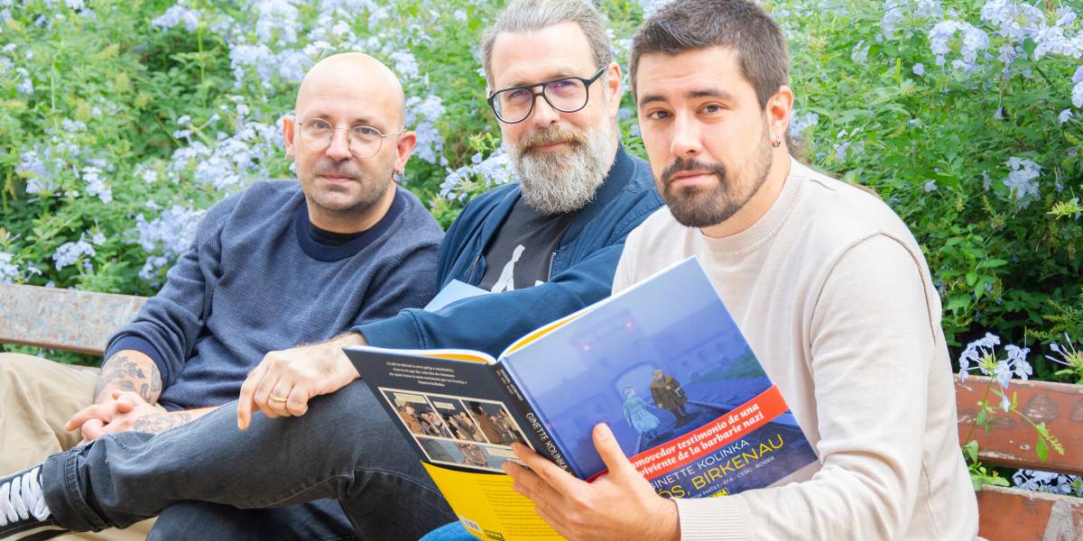 Ricard Efa, Cesc Dalmases i Roger Surroca, aquest dimecres a la plaça Taulí, a La Creu Alta. Autor: MA Claveria.