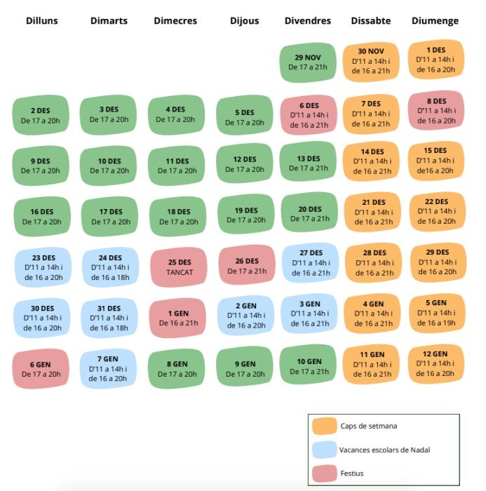 Horaris de la pista de patinatge nadalenc. Foto: cedida. 