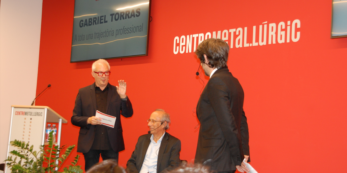 Pere Mas, Gabriel Torras i Joan Torras, a l'homenatge al Centre Metal·lúrgic. Autor: cedida.