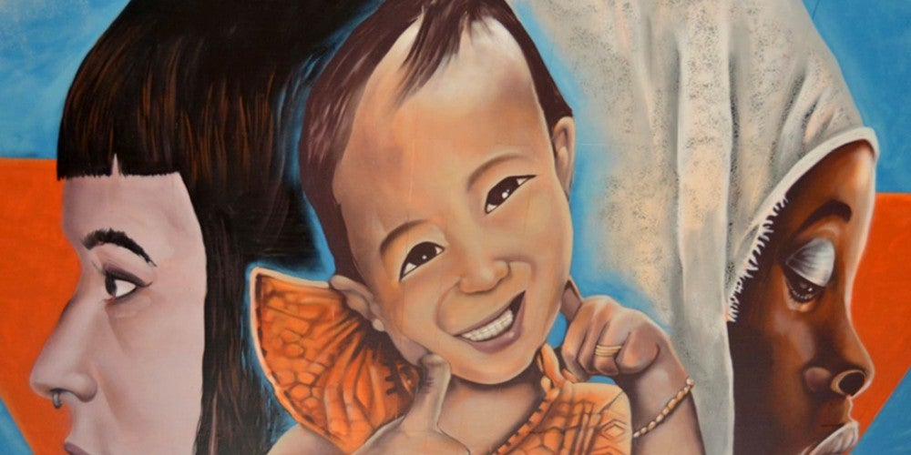 Mural Drets humans. Autor: David B.