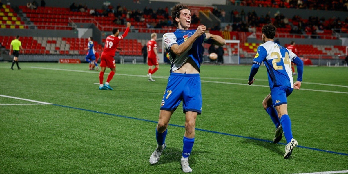 Morcillo, en la celebració del primer gol. Autora: Dihör