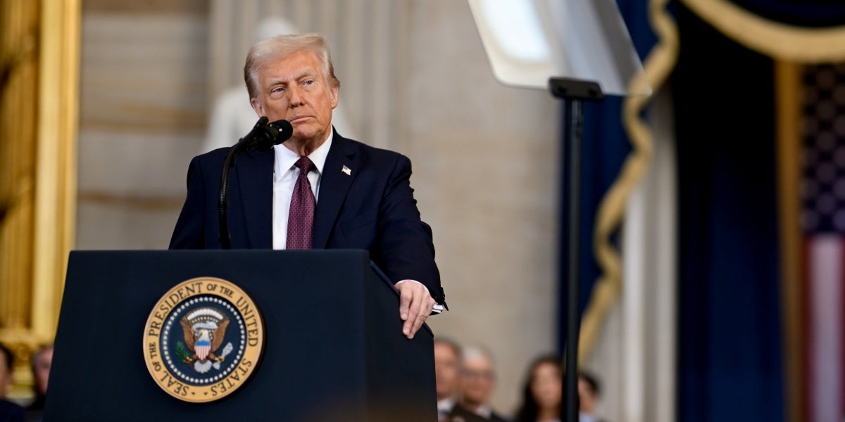 El president dels EUA, Donald Trump, durant la seva presa de possessió. Autor: Casa Blanca via ACN.