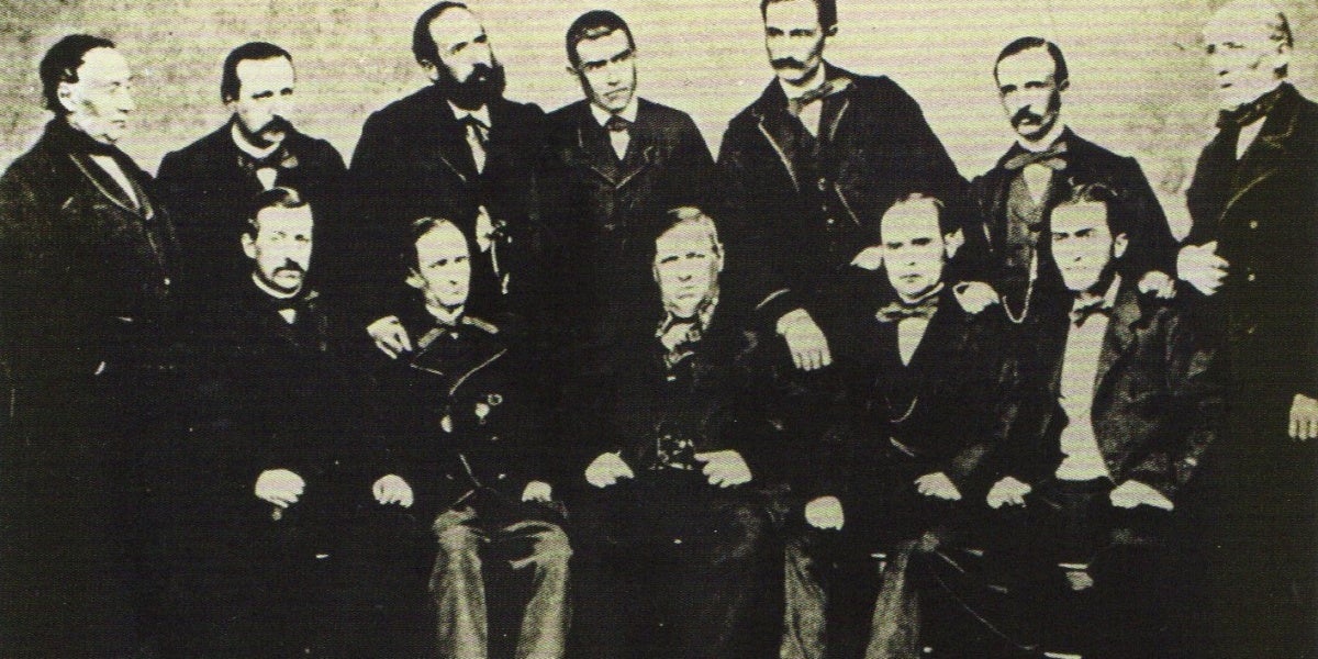 Retrat de l'Institut Industrial de Sabadell (1862), muntatge fotogràfic atribuït a Joan Martí Centellas/AHS.