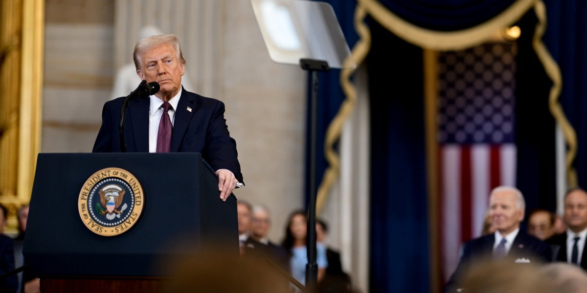 Donald Trump, en el seu discurs inaugural com a 47è president dels EUA. Autor: Casa Blanca