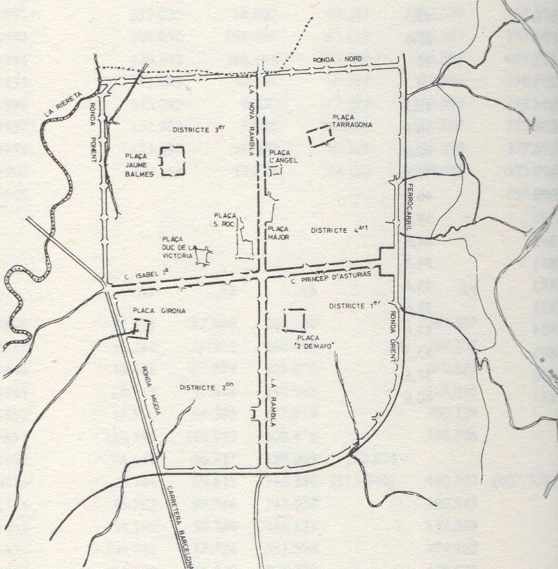 Foto d'uns dels plans urbanístics de Sabadell al segle XIX.
