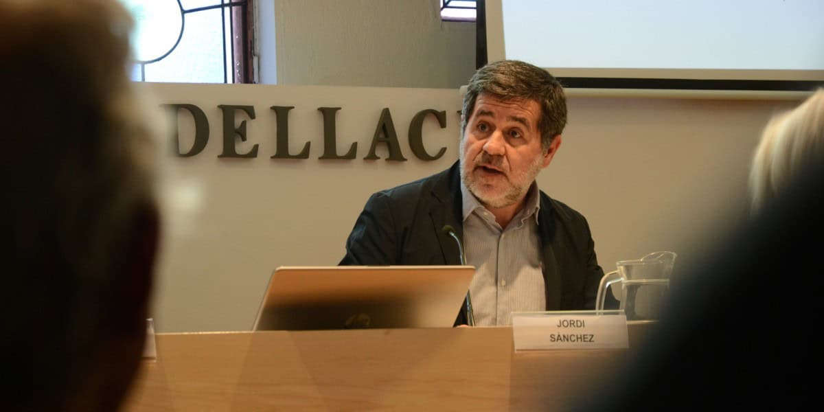 Jordi Sánchez, a la Fundació Bosch i Cardellach, sobre la llei de sensellarisme. Autor: Jordi M.