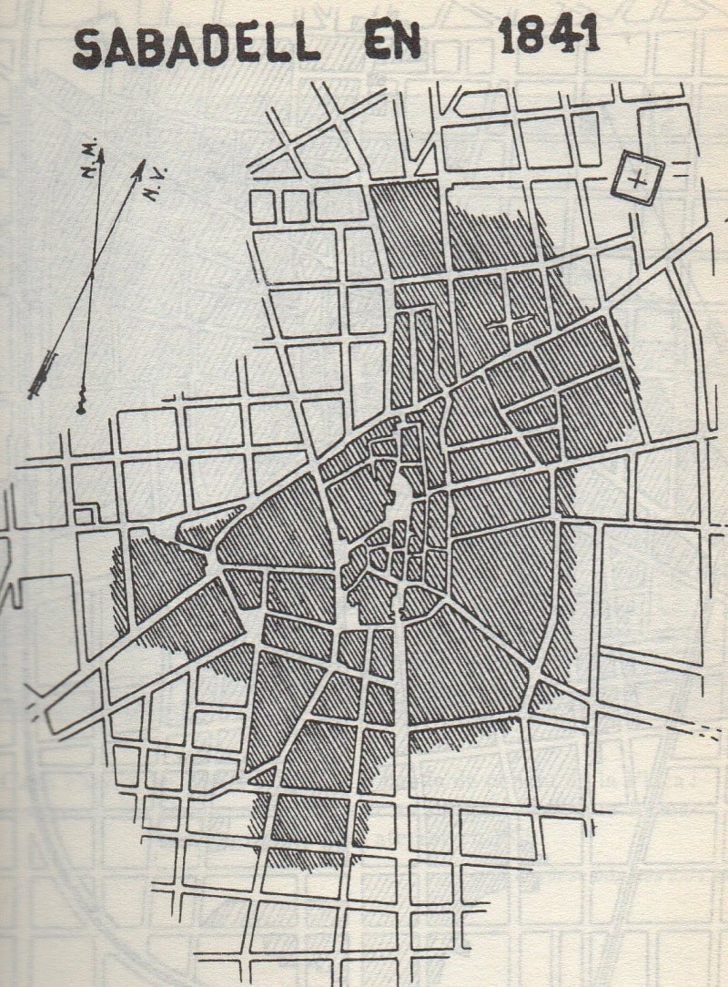 Foto d'uns dels plans urbanístics de Sabadell al segle XIX.