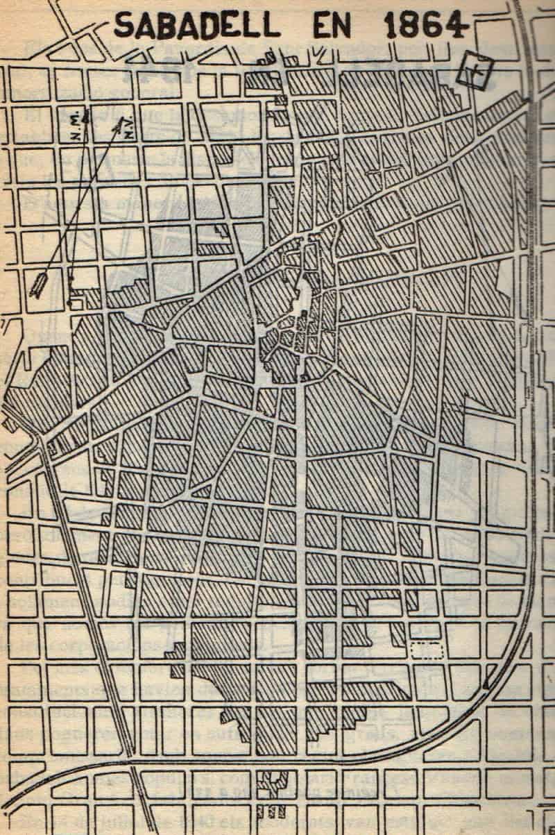 Foto d'uns dels plans urbanístics de Sabadell al segle XIX. Font: Miquel Carreras.