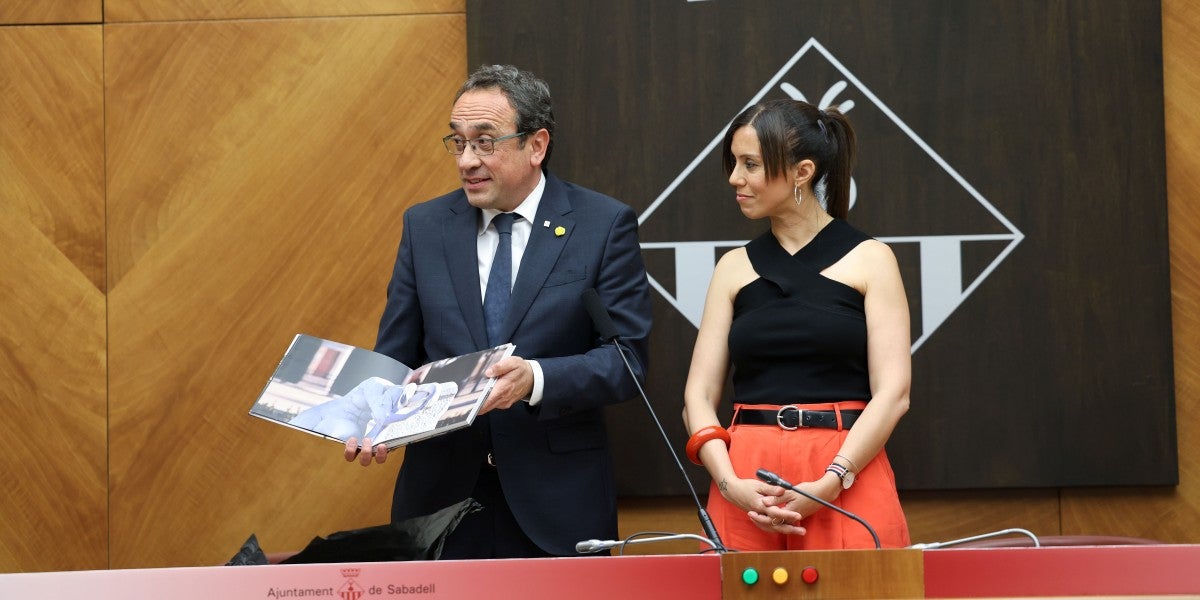 Josep Rull i Marta Farrés, al saló de plens. Autor: David Jiménez.
