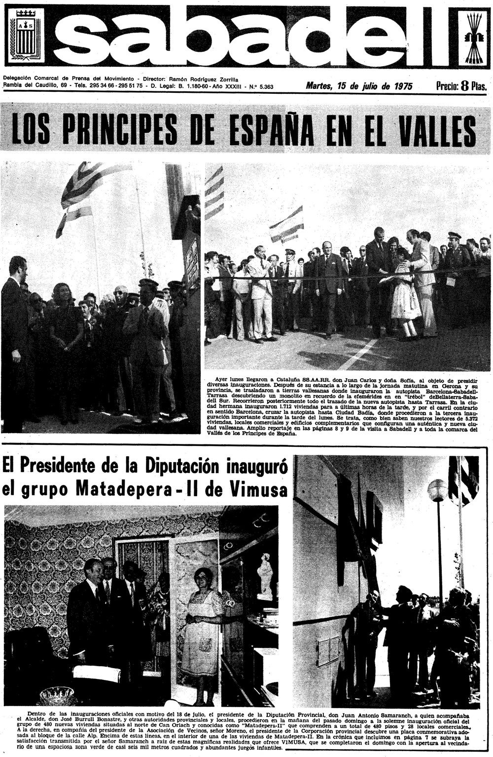 Portada de 'Sabadell' del 15 de juliol de 1975.