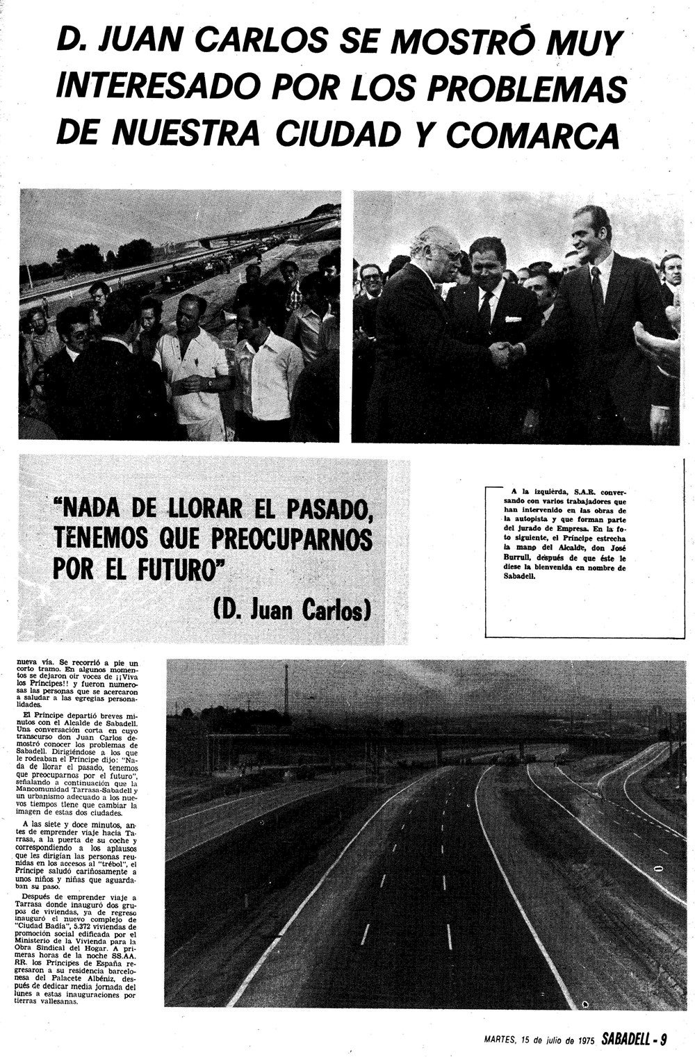 Pàgina relativa a la visita de Joan Carles I a 'Sabadell'.