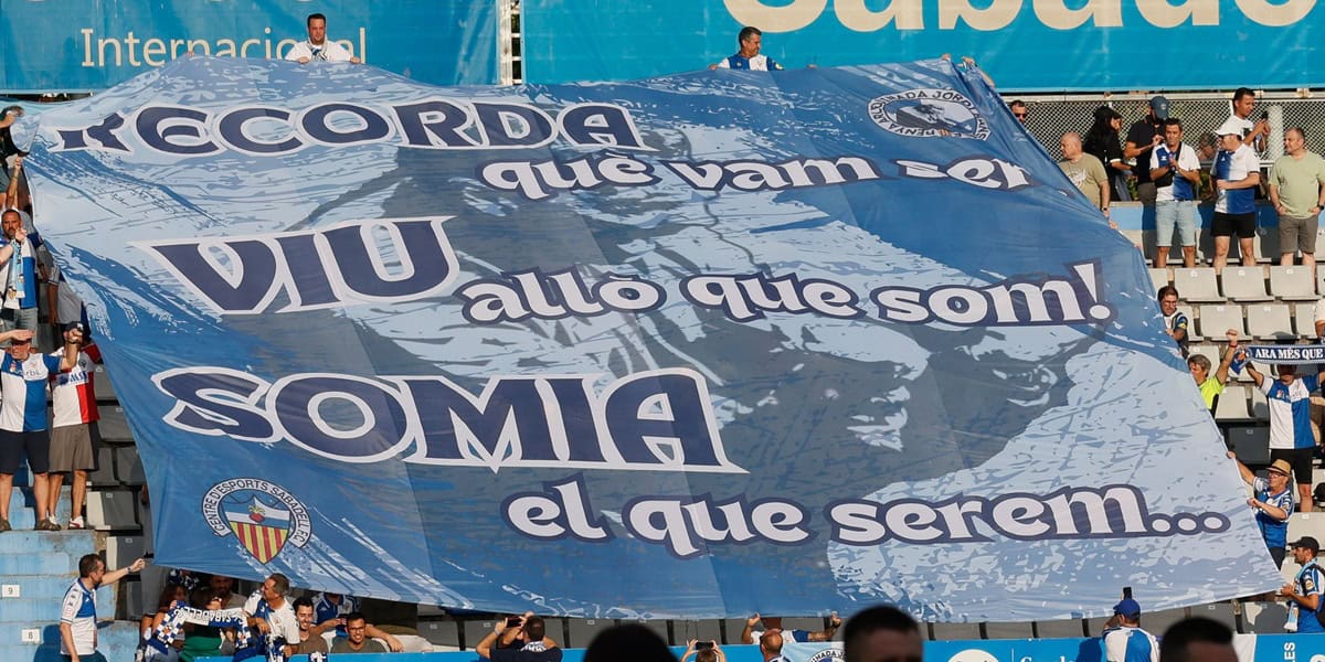 Pancarta abans de l'inici. Autora: Dihör