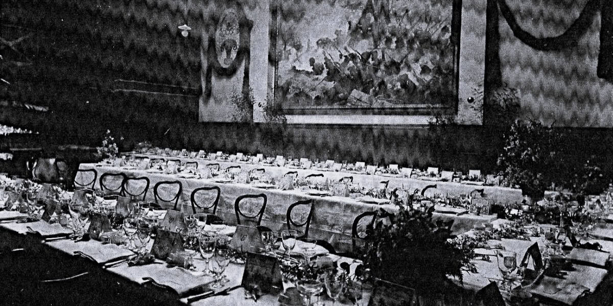 Menjador de l'Hotel de España pel banquet de noces de Joan FIgueres i Justita Oliver (1919). Francesc Casañas/AHS.