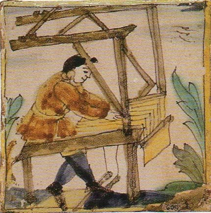 Ceràmica catalana segle XVIII representant l'ofici de teixidor