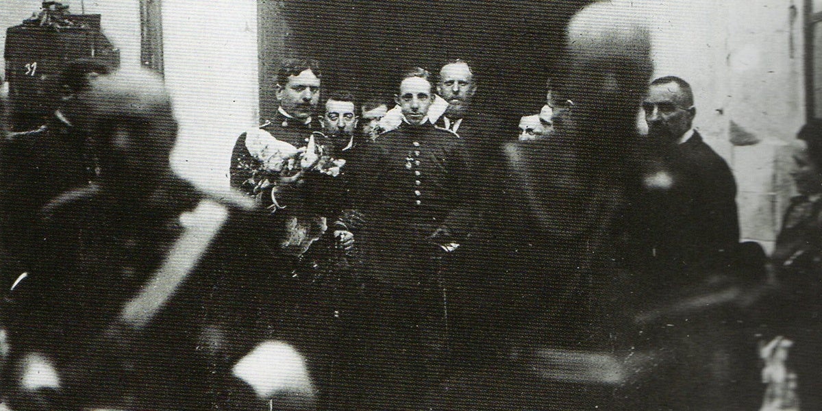 Visita del rei Alfonso XIII a la fàbrica Brujas (1904). Autor desconegut/AHS.