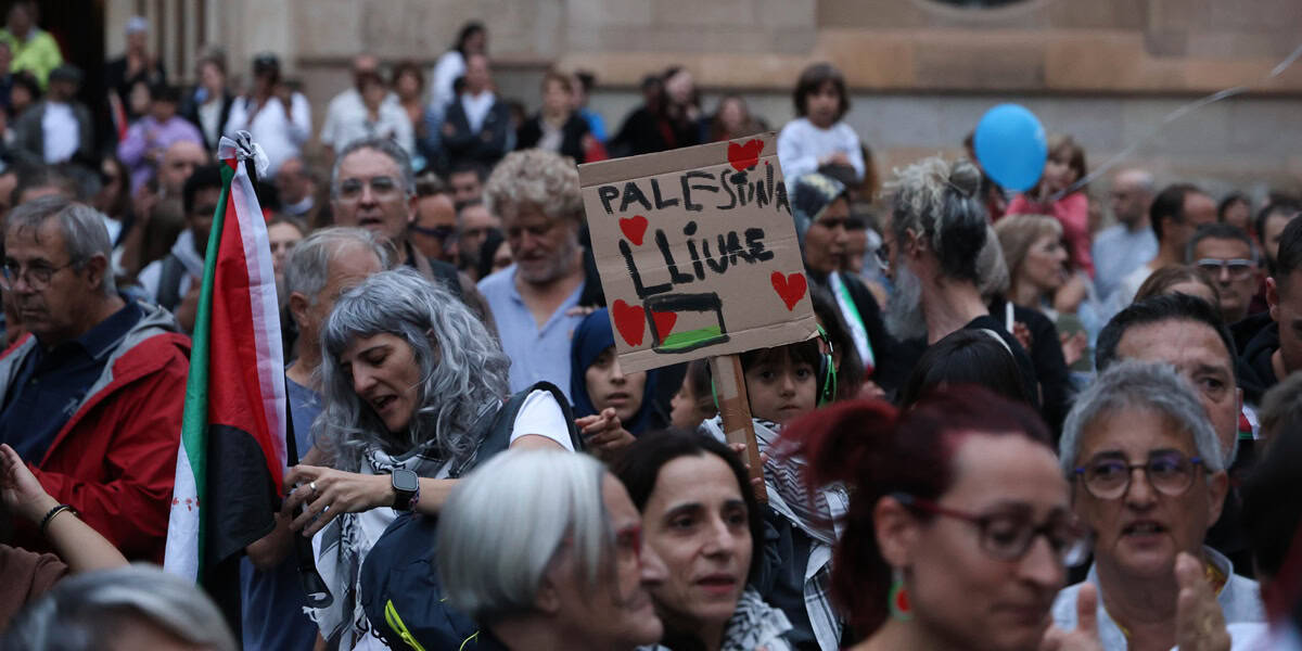 Un moment de la manifestació després de la detenció de la Flotilla de Gaza i en solidaritat amb Palestina. Autor: D.Jiménez.