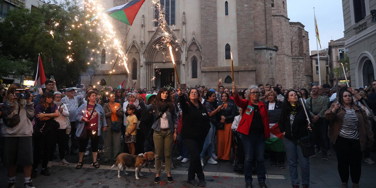 Un moment de la manifestació després de la detenció de la Flotilla de Gaza i en solidaritat amb Palestina. Autor: D.Jiménez.