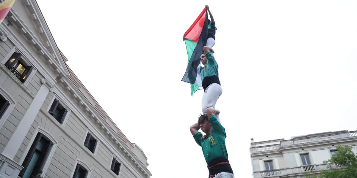 Un moment de la manifestació després de la detenció de la Flotilla de Gaza i en solidaritat amb Palestina. Autor: D.Jiménez.